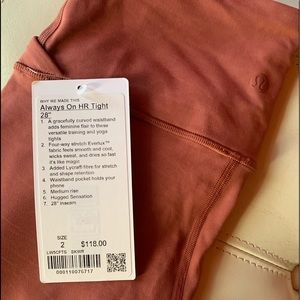 New Lululemon Sz. 2 Everlux “Always on HR”
